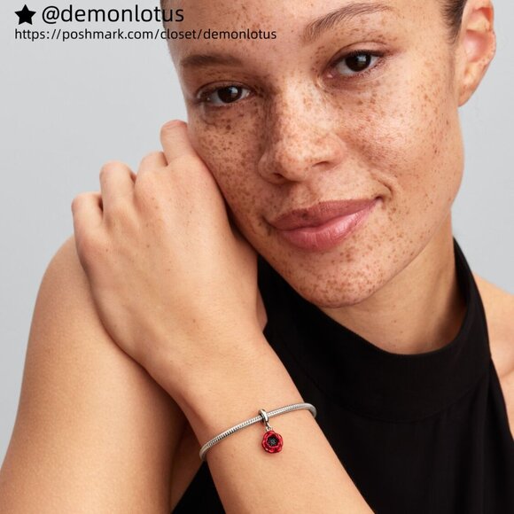 Pandora Red Flower Dangle Charm - Picture 4 of 5